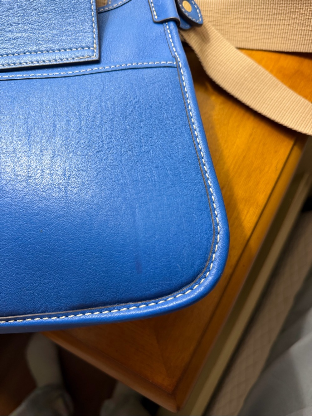 Dooney & Bourke Blue Leather Crossbody with Multicolor Logo Wallet - Picture 8 of 15